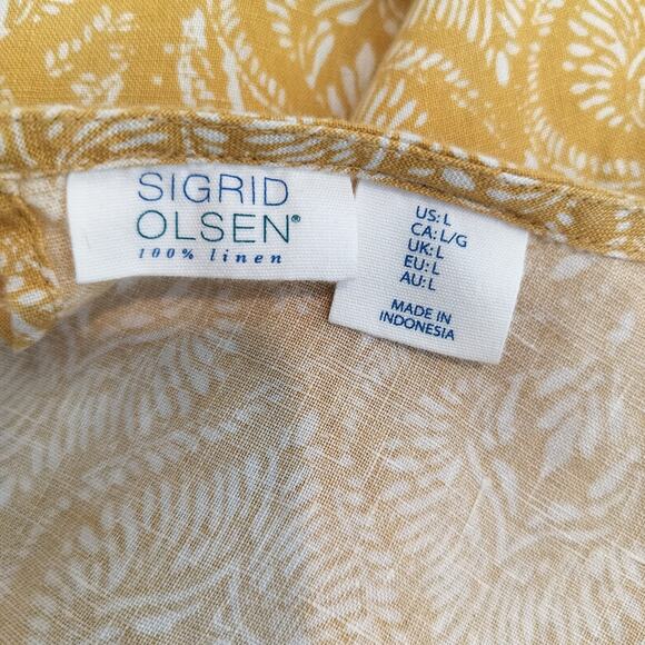 Sigrid Olsen Linen Shift Dress Pockets Floral Filigree - Picture 9 of 9